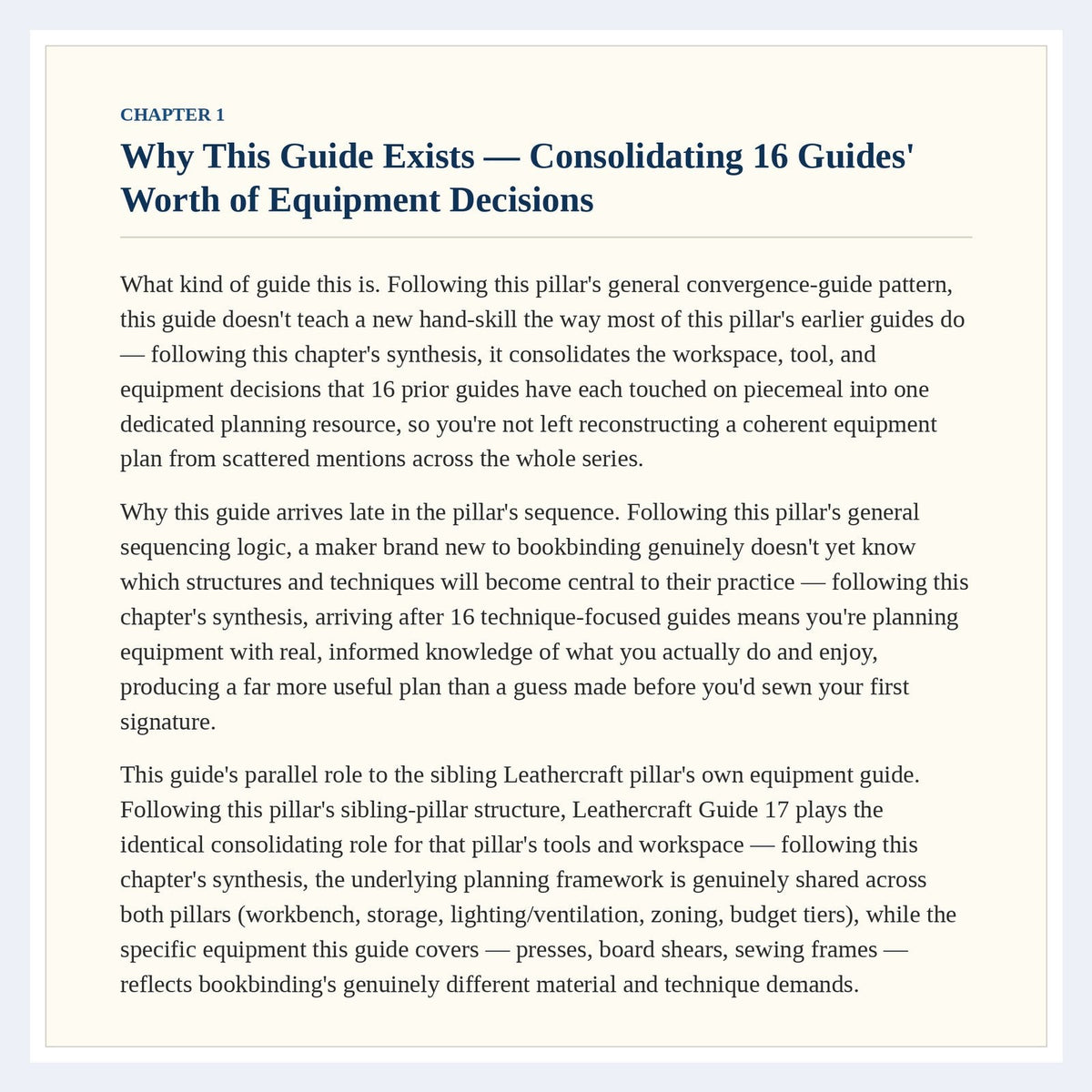 First page of chapter 1 from The Complete Guide to Bookbinding Equipment & Tool Setup