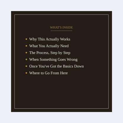 What's Inside page from Beeswax & Soy Wax Candle Crafting Quick-Start Guide, listing its sections