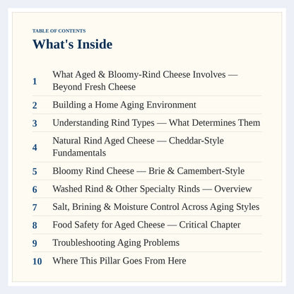 Table of contents page from The Complete Guide to Aged & Bloomy-Rind Cheese