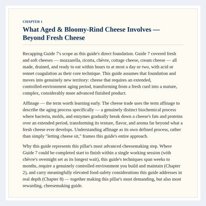 First page of chapter 1 from The Complete Guide to Aged & Bloomy-Rind Cheese
