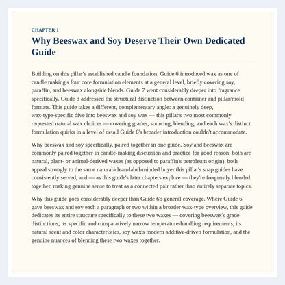 First page of chapter 1 from The Complete Guide to Beeswax & Soy Wax Candle Crafting